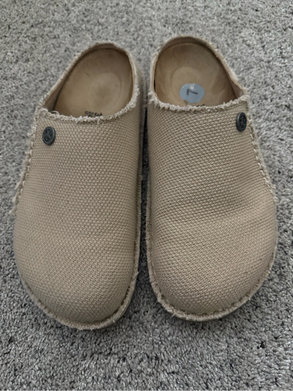 Birkenstock Beige Canvas Slip-On Clog Mule